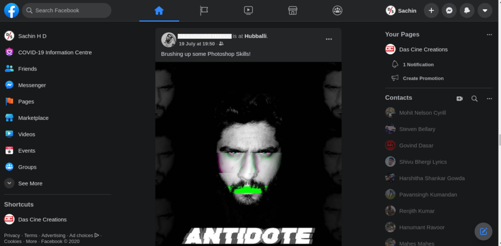 Facebook Dark mode